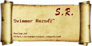 Svimmer Rezső névjegykártya